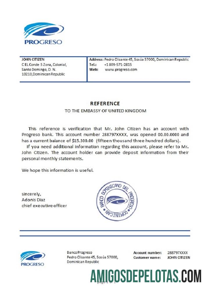 Referência Dominicia Banco Progreso baixar para verificação